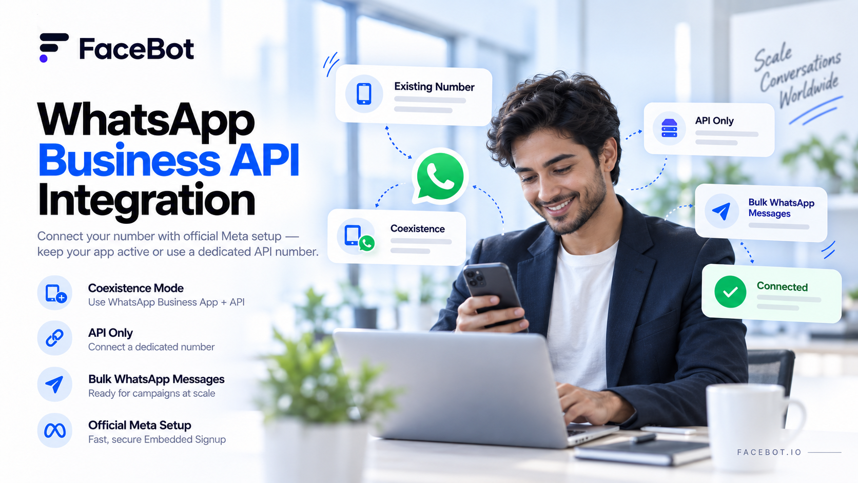 FaceBot WhatsApp Business API Integration: Connect Your Number in Minutes