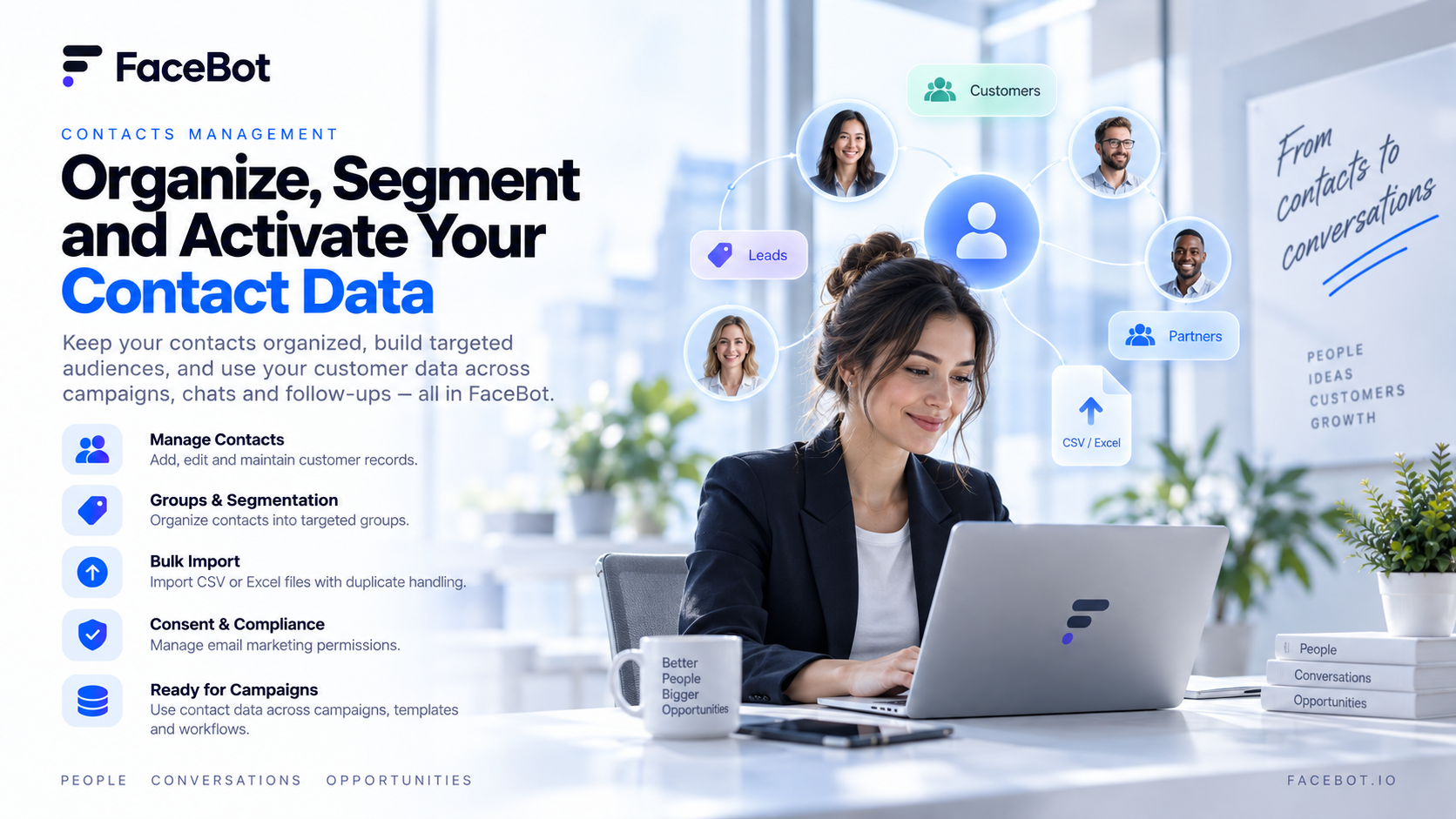FaceBot Contacts Management: Organize, Segment and Activate Your Contact Data