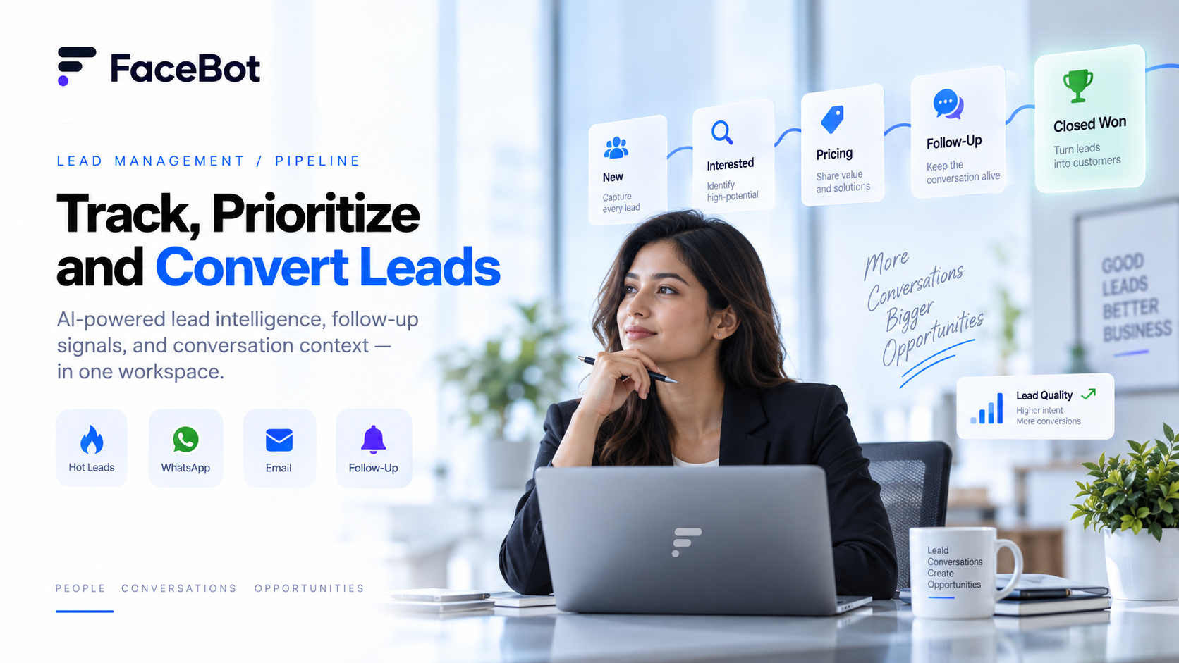 FaceBot Lead Management: Track, Prioritize and Convert Leads in One Pipeline